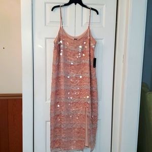 Eloquii Blush Pink Sequin Midi Slip Dress